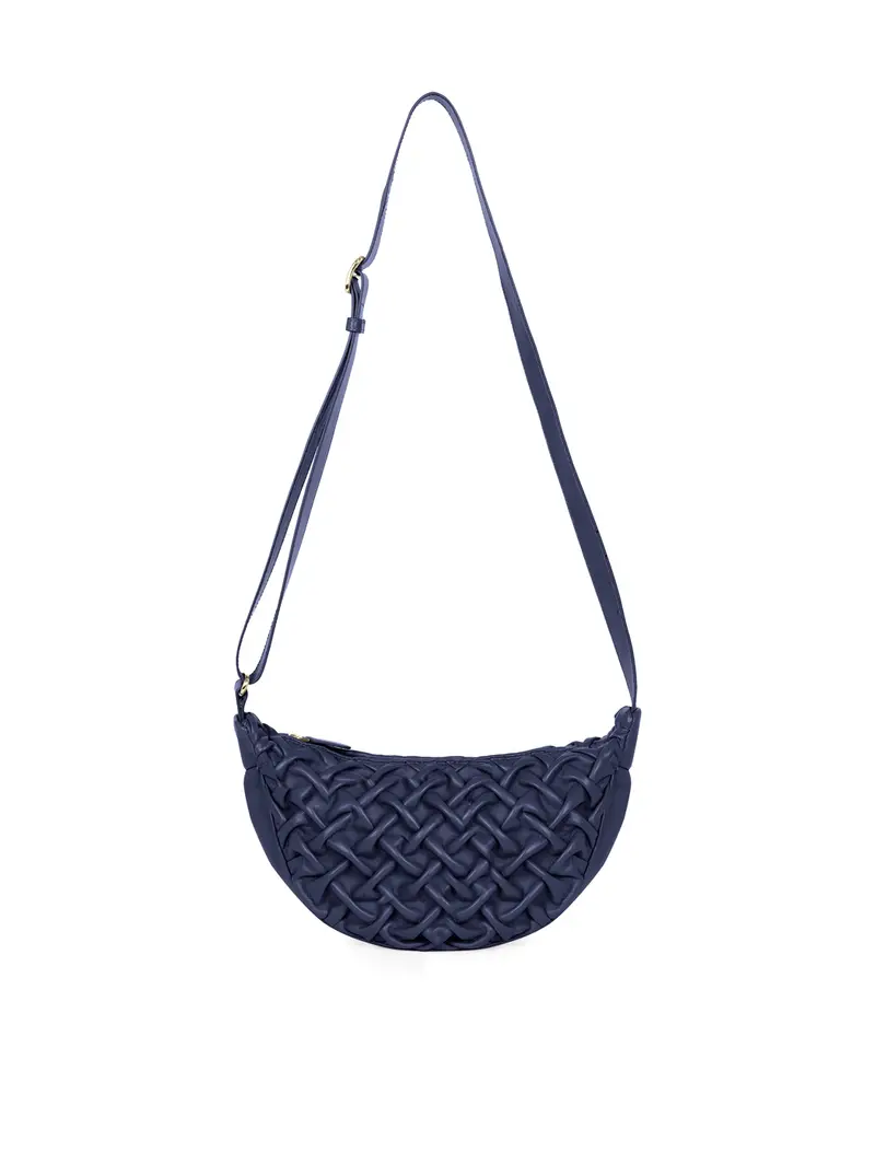 Moon Bag In Pelle Plissettata Blu Carta Zucchero