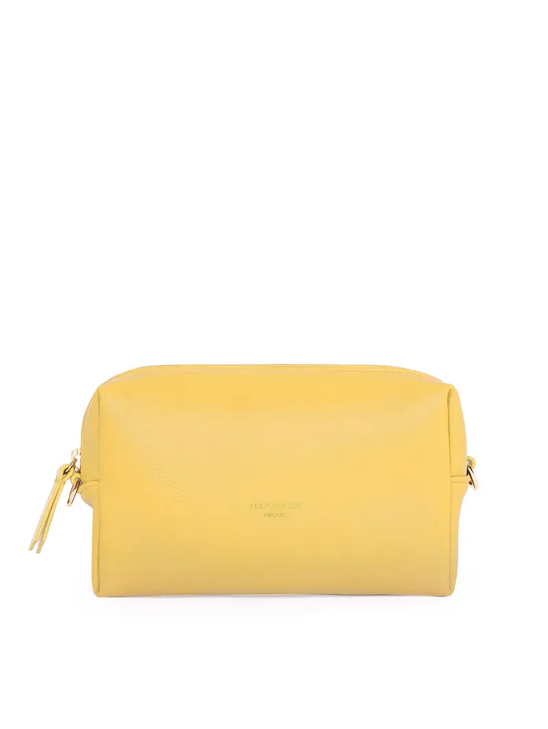 Pouch In Pelle Giallo Con Tracolla