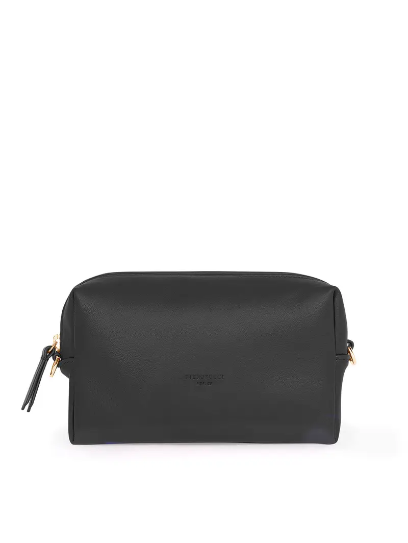 Pouch In Pelle Nera Con Tracolla Nero