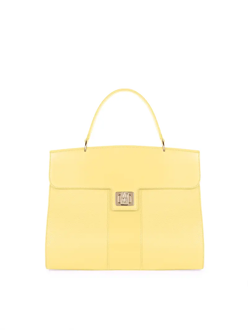Borsa Mano Anni 50 In Pelle Plautilla Limone Giallo