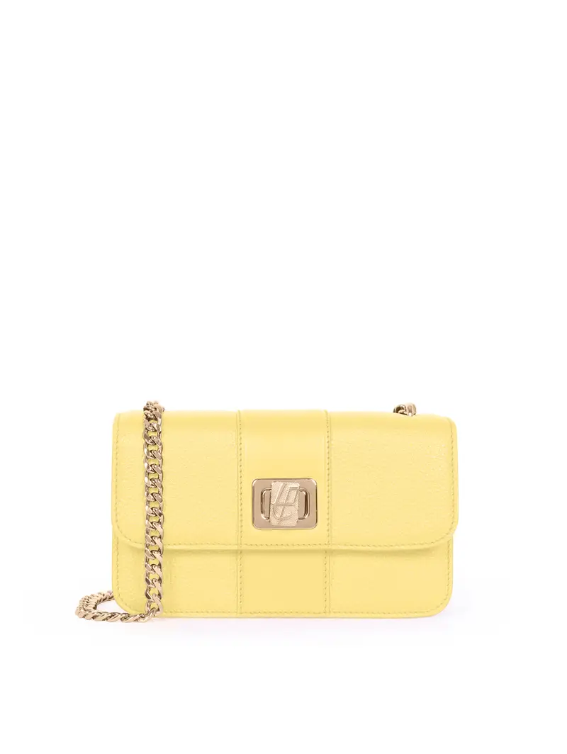 Borsetta In Pelle Con Tracolla Catena Fiorenza - Limone Giallo