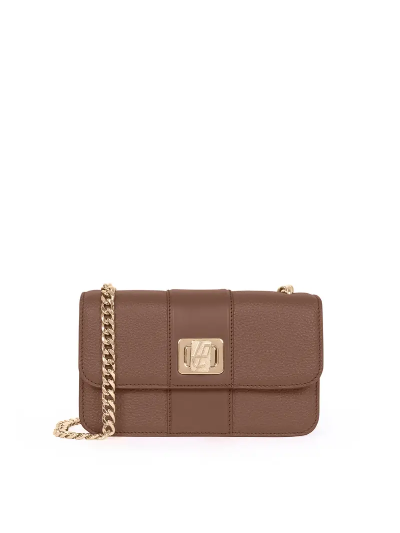 Borsetta In Pelle Con Tracolla Catena Fiorenza - Moro Marrone Scuro