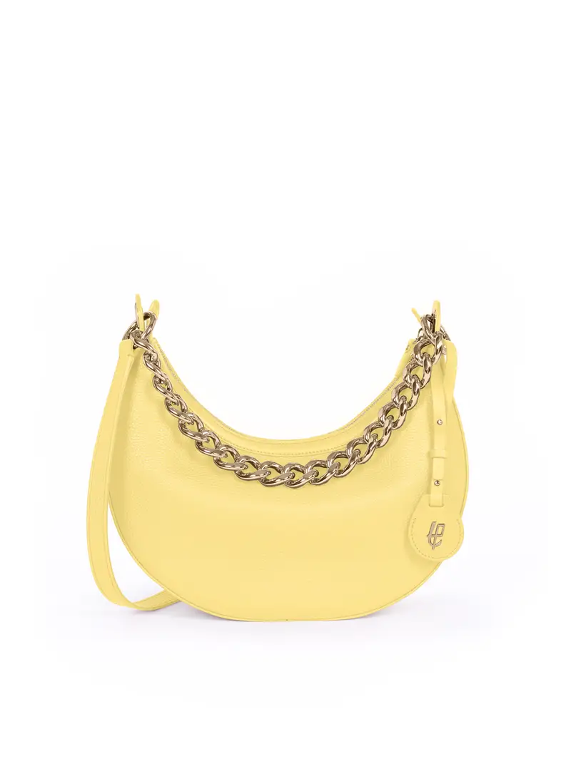 Hobo In Pelle Con Catena Oro - Clara Giallo