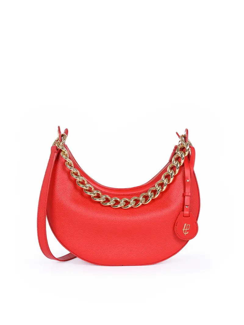 Hobo In Pelle Rosso Con Catena Oro - Clara