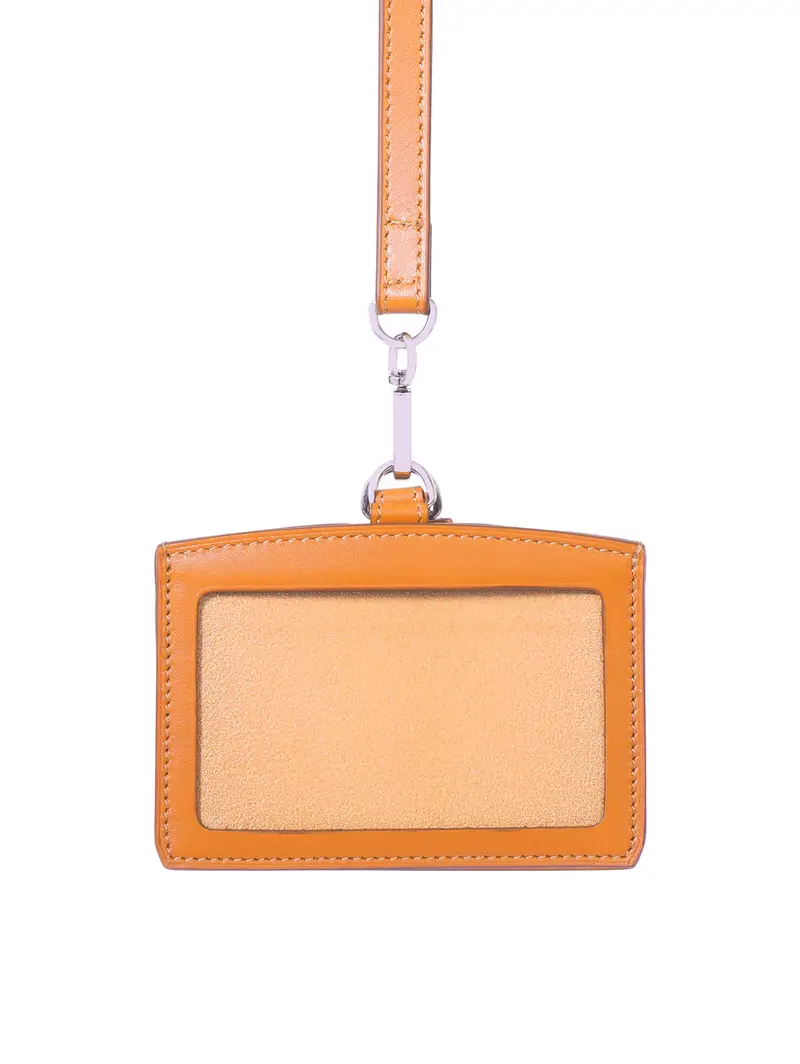 Pt1972 Porta Badge Da Collo In Pelle Baranil Arancio Arancione