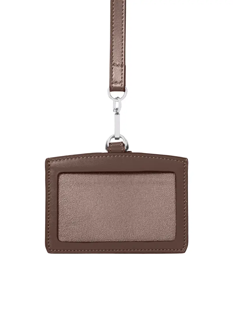 Pt1972 Porta Badge Da Collo In Pelle Baranil Marrone