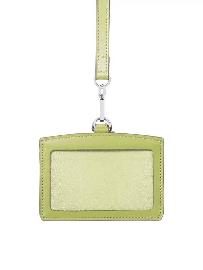 Pt1972 Porta Badge Da Collo In Pelle Baranil Pistacchio Verde