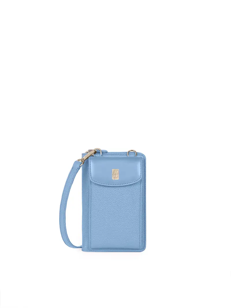 Porta Cellulare Portafoglio Borsetta Azzurro