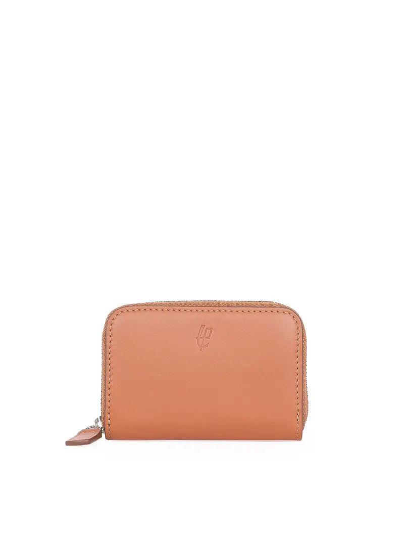 Pt1972 Portacarte Con Zip In Pelle Ruggine Marrone