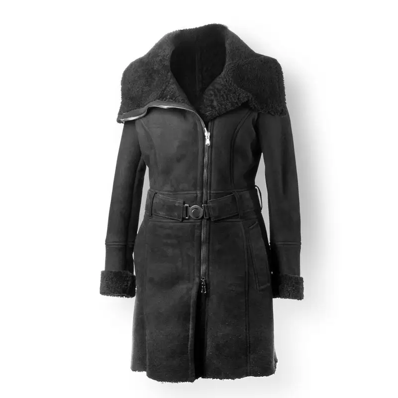 Removable Clasp Belp Two Side Slit Pockets Reversible Cuff 100% Shearling Eu