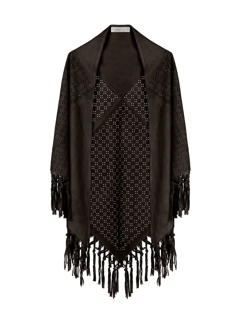 Scialle In Pelle Traforata Verde