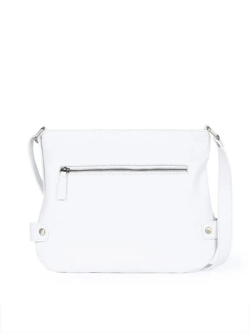 Tracolla Media In Pelle Cervo Bianca Bianco