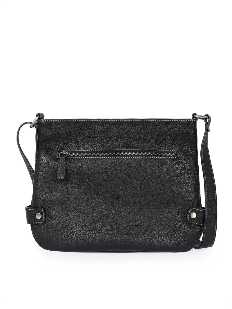 Tracolla Media In Pelle Cervo Nera Nero