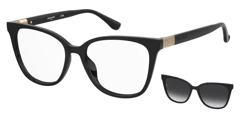 Donna Pierre Cardin P C 8550/C 807/WJ Montature da vista Acetato Nero Grigio Cat Eye Polarizzata Sfumato