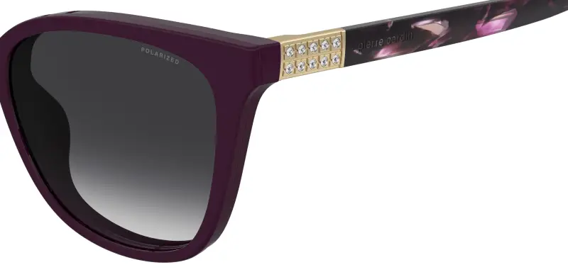 Donna Pierre Cardin P C 8550/C LHF/WJ Montature da vista Acetato Bordeaux Grigio Cat Eye Polarizzata Sfumato miniatura 3