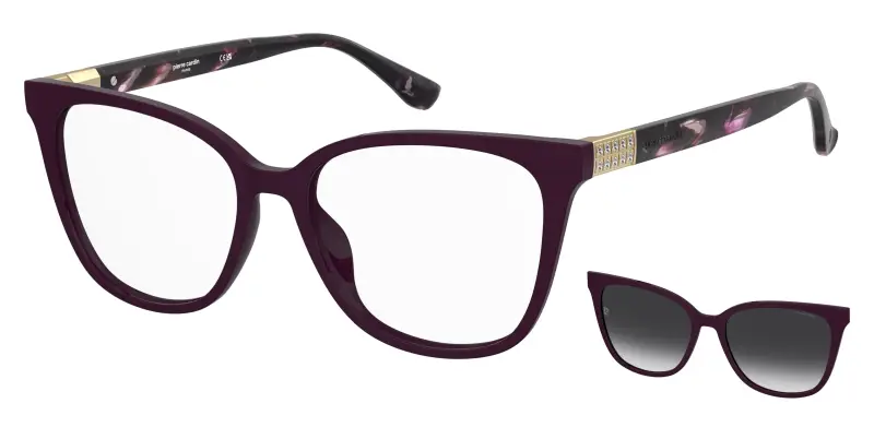 Donna Pierre Cardin P C 8550/C LHF/WJ Montature da vista Acetato Bordeaux Grigio Cat Eye Polarizzata Sfumato