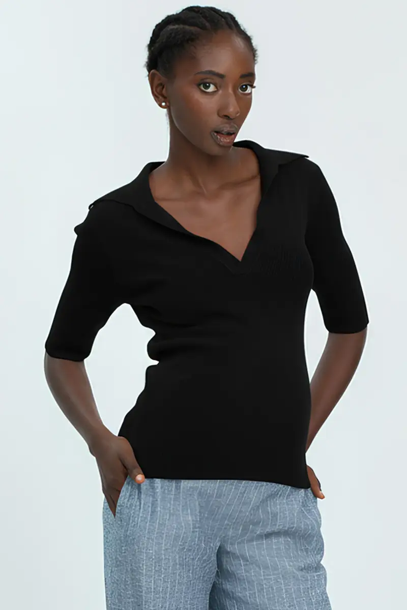 BURANO | Top Premaman Nero con Colletto