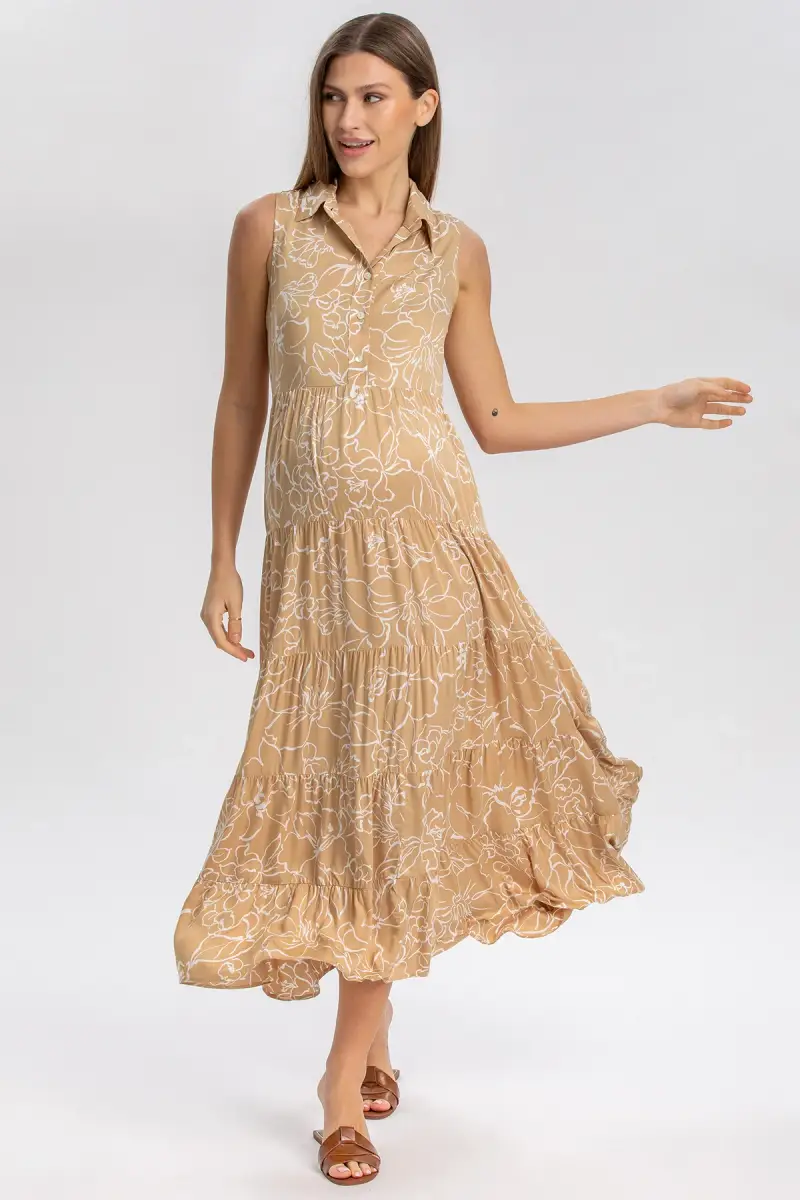 CLARA QD51 | Maxi Premaman Abito Smanicato con Stampa