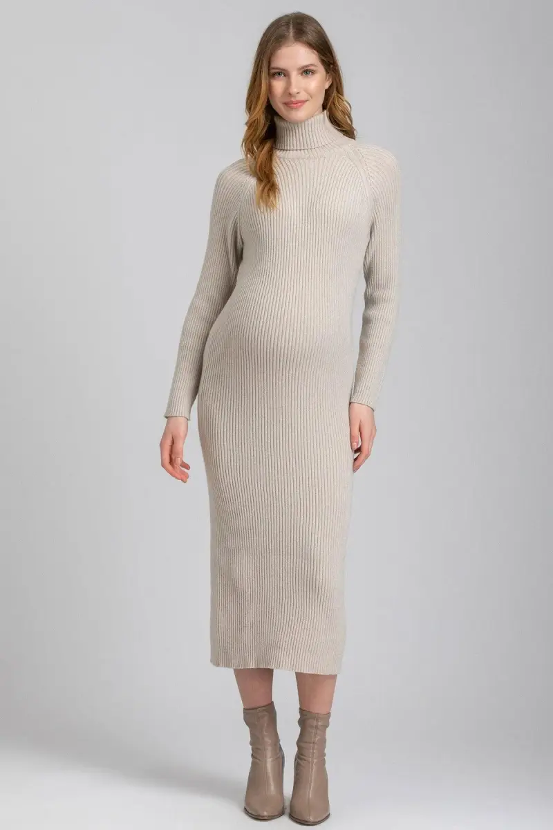 GIORGIA | Maxi Abito Premaman Aderente Beige