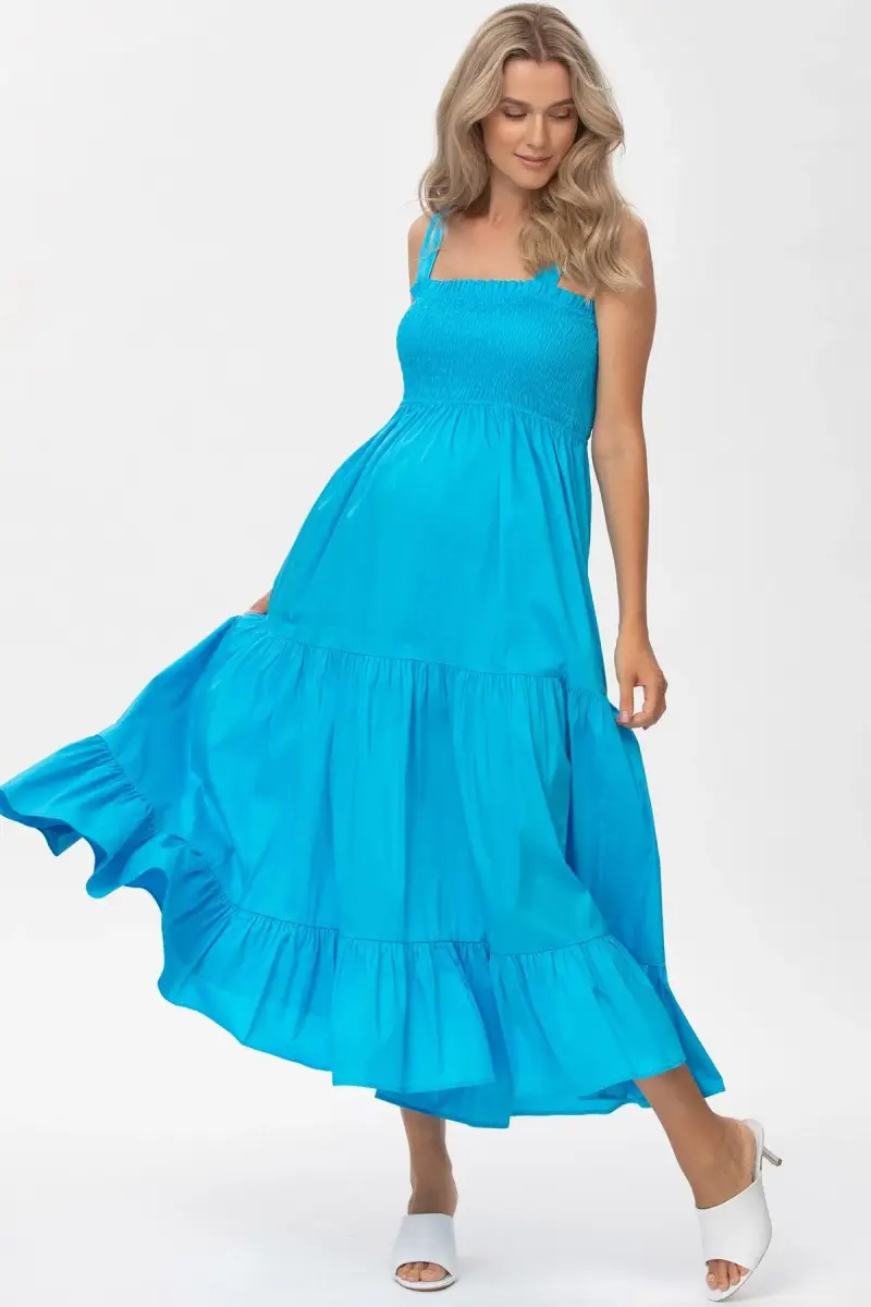 HOLLY | Abito Premaman Lungo in Cotone Blu