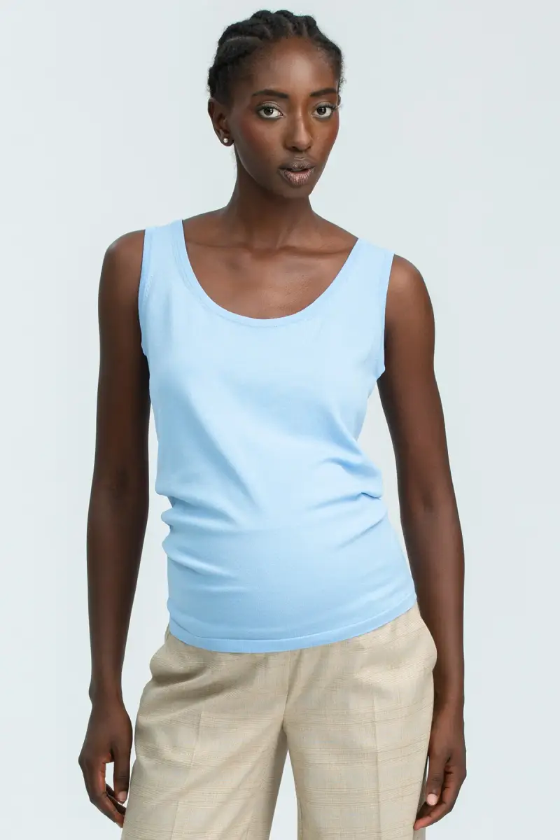 MARETTIMO | Top Premaman Azzurro con Scollo Rotondo