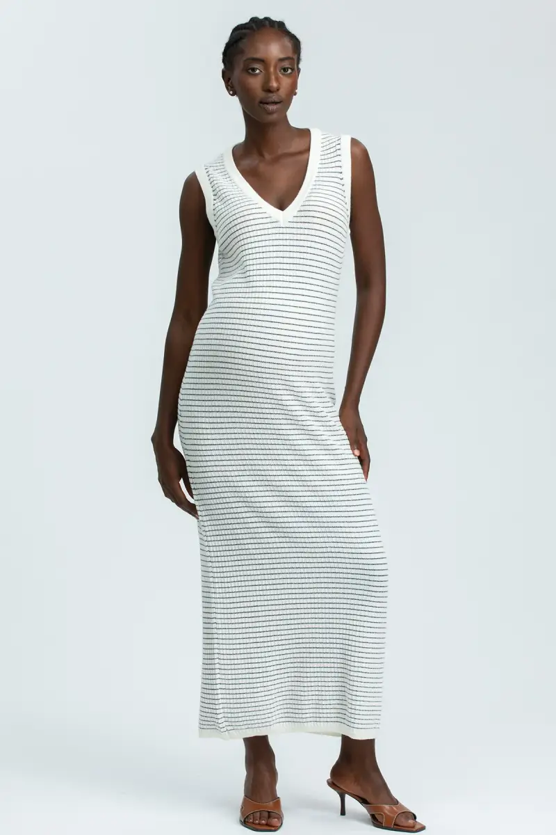 SANTA MARGHERITA | Maxi Abito Premaman Aderente a Righe Blu