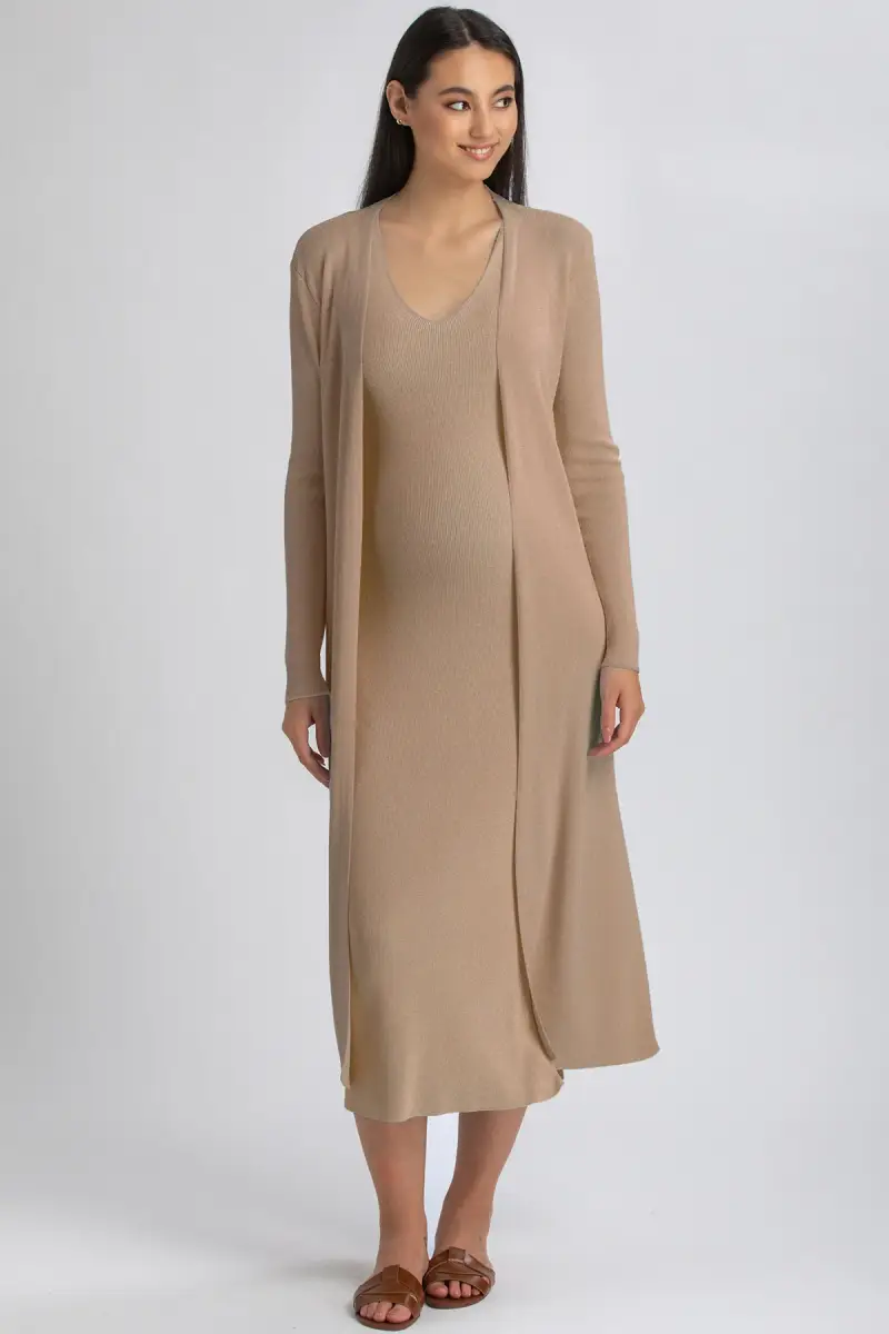 TULIP | Cardigan Premaman Marrone con Spacchi Laterali