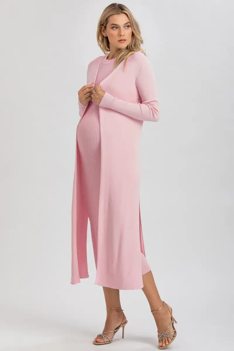 TULIP | Cardigan Premaman Rosa con Spacchi Laterali