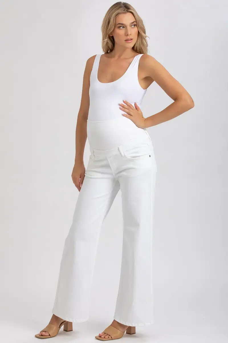 WIDE LEG | Jeans Premaman Bianchi a Gamba Larga