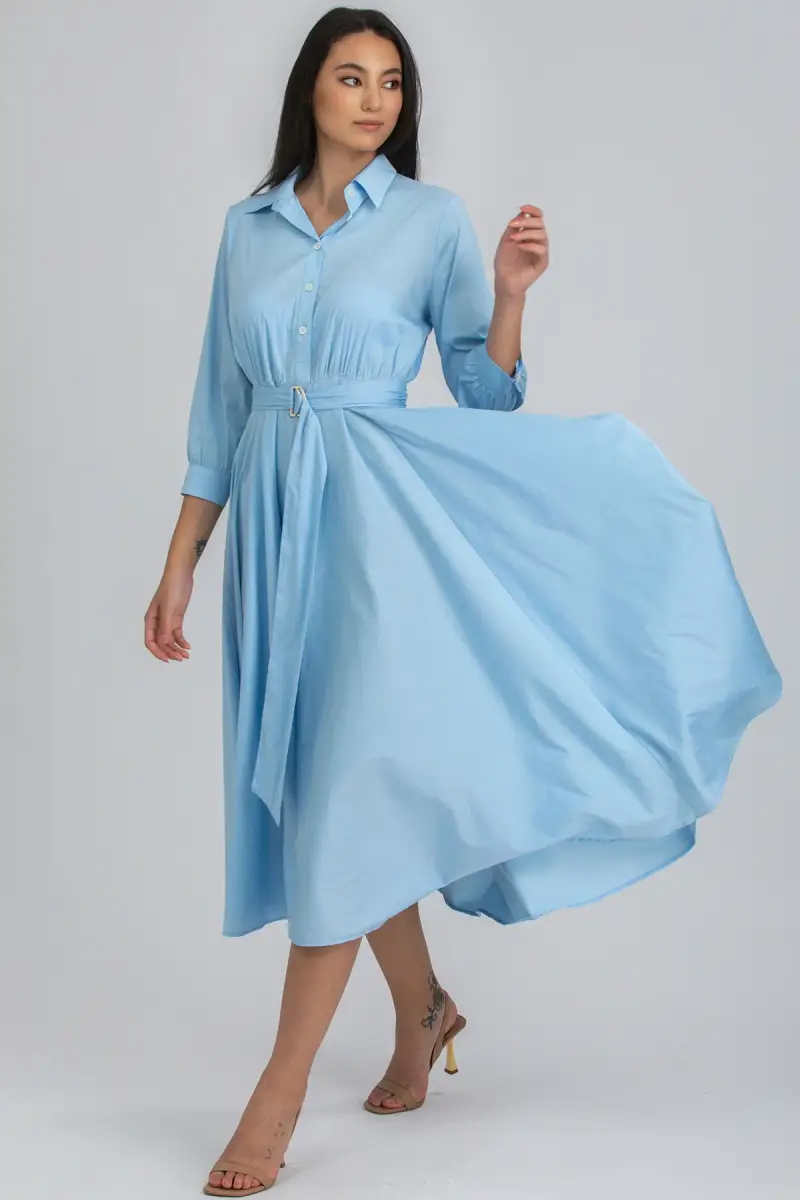 DAISY | Maxi Abito a Camicia Azzurro