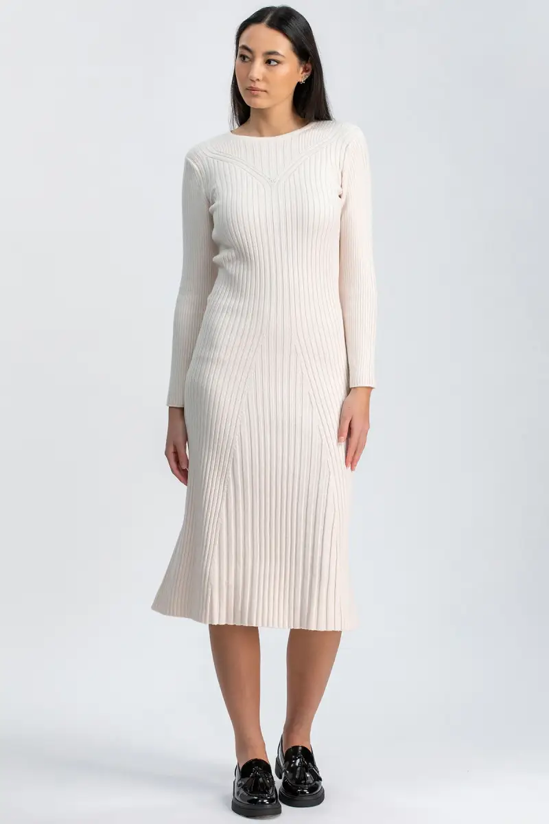 GEMMA | Abito Aderente Bianco con Maniche Lunghe