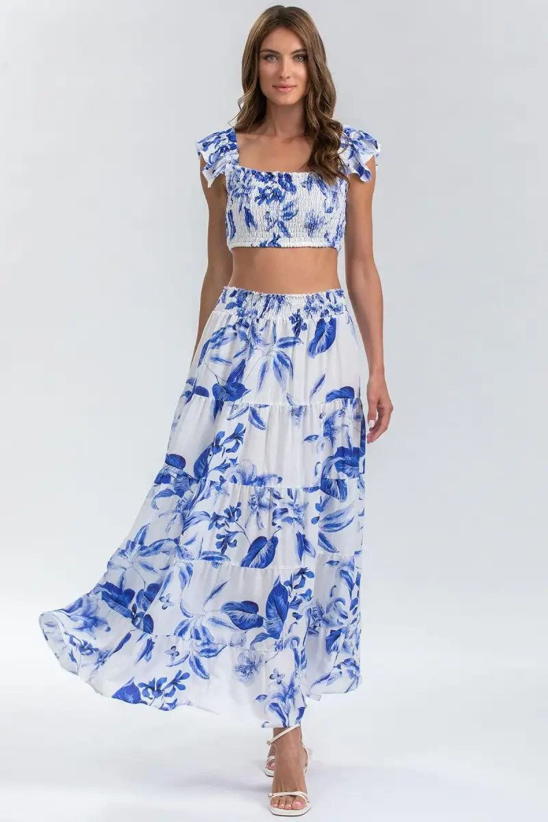 MARISOL Q168 | Maxi Gonna a Balze Stampata