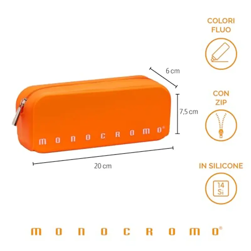 Pigna, Astuccio Bustina in morbido Silicone, Monocromo FLUO, Colore Arancio, Confezionato singolarmente miniatura 2