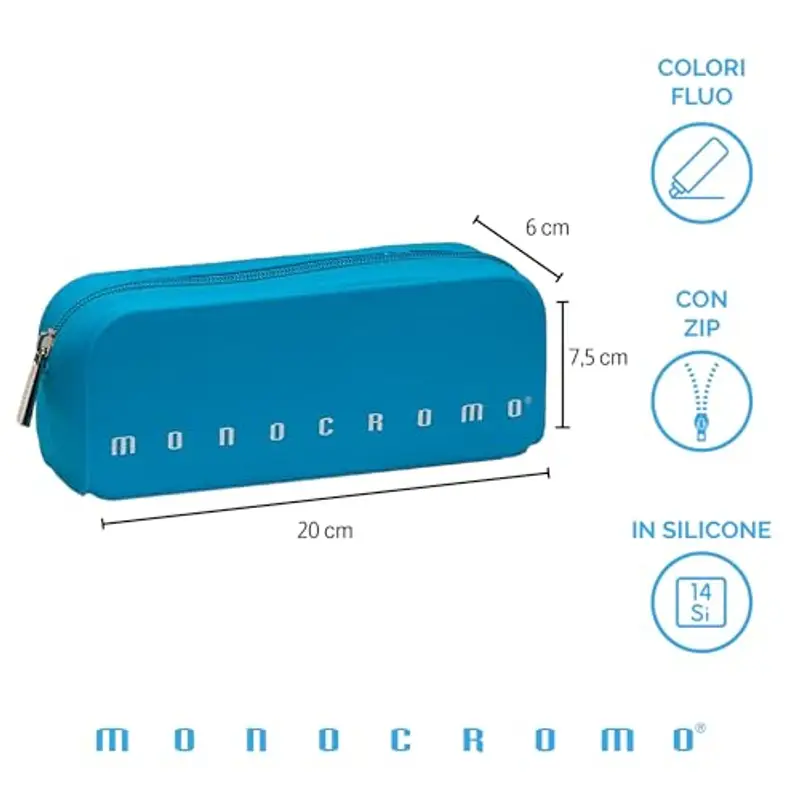 Pigna, Astuccio Bustina in morbido Silicone, Monocromo FLUO, Colore Azzurro, Confezionato singolarmente miniatura 2