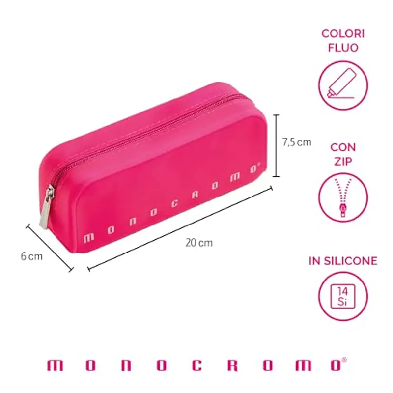 Pigna, Astuccio Bustina in morbido Silicone, Monocromo FLUO, Colore Fucsia, Confezionato singolarmente miniatura 2