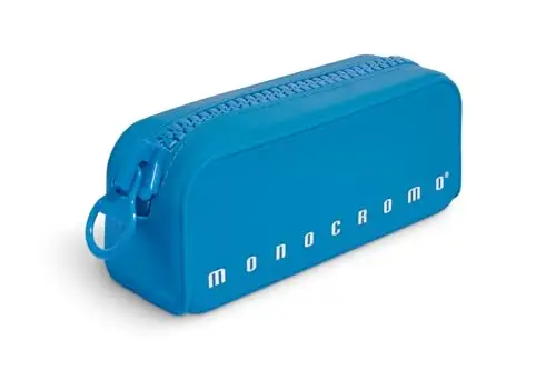 Pigna, Astuccio Bustina in morbido Silicone, Monocromo FLUO con zippona, Colore Azzurro,Confezione 1 pezzo