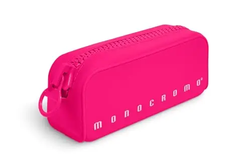 Pigna, Astuccio Bustina in morbido Silicone, Monocromo FLUO con zippona, Colore Rosa,Confezione 1 pezzo