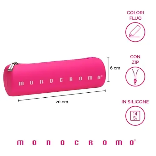 Pigna, Astuccio Tombolino di forma cilindrica in morbido Silicone, Monocromo FLUO, 20x6x6 cm., Colore Fuxia miniatura 2