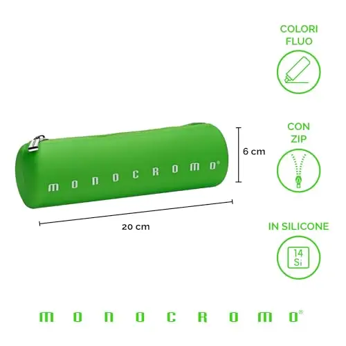 Pigna, Astuccio Tombolino di forma cilindrica in morbido Silicone, Monocromo FLUO, 20x6x6 cm., Colore Verde miniatura 2