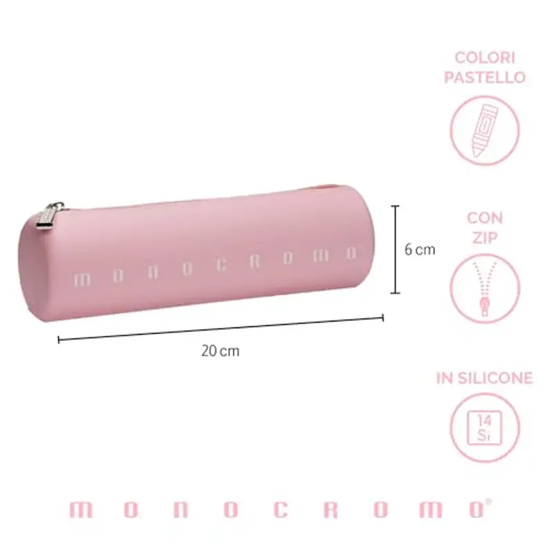 Pigna, Astuccio Tombolino di forma cilindrica in morbido Silicone, Monocromo Pastel, 20x6x6 cm., Colore Rosa delicato miniatura 2