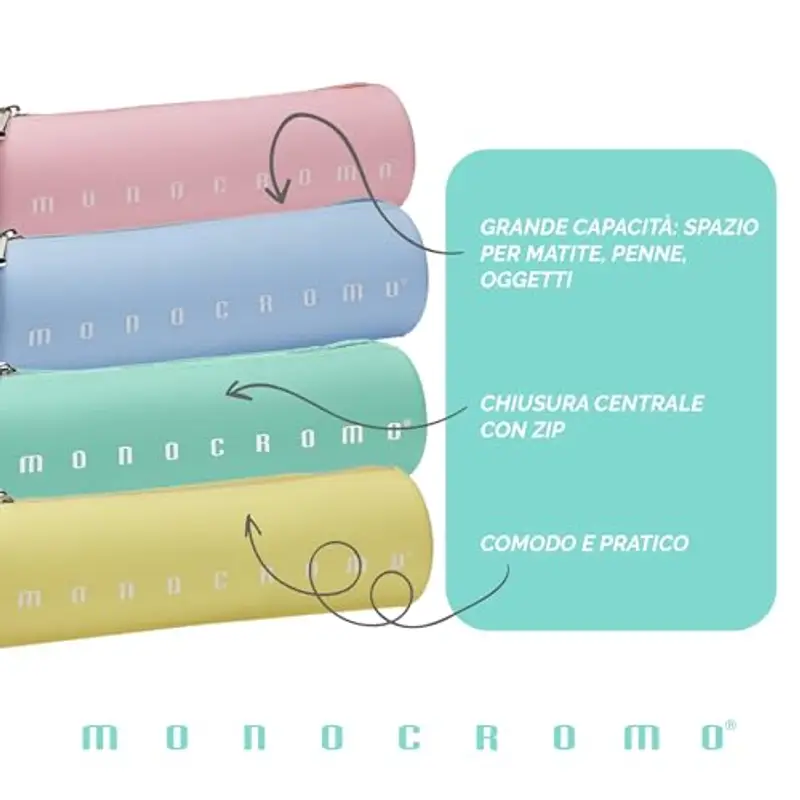 Pigna, Astuccio Tombolino di forma cilindrica in morbido Silicone, Monocromo Pastel, 20x6x6 cm., Colore Verde delicato miniatura 3