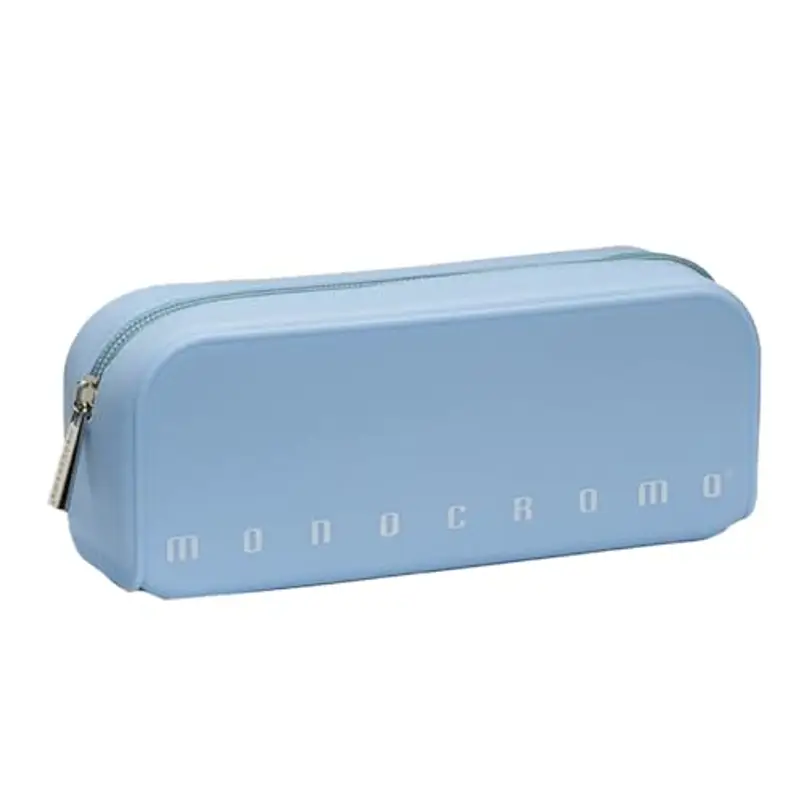 Pigna, Bustina trousse in morbido Silicone, Monocromo Pastel, 20x6x7.5 cm, Colore Azzurro delicato, Confezionato