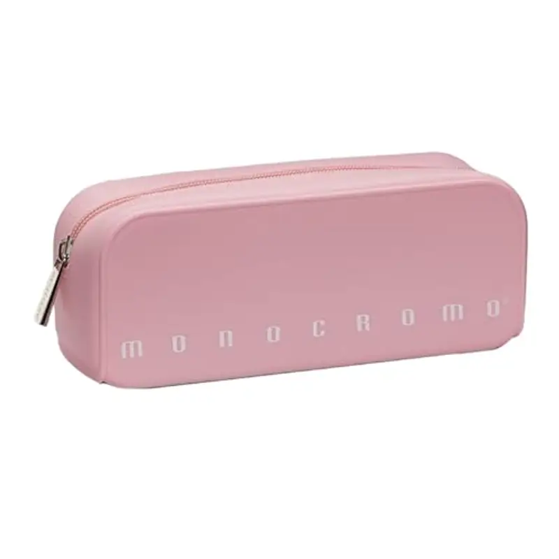 Pigna, Bustina trousse in morbido Silicone, Monocromo Pastel, 20x6x7.5 cm, Colore Rosa delicato, Confezionato singolarmente