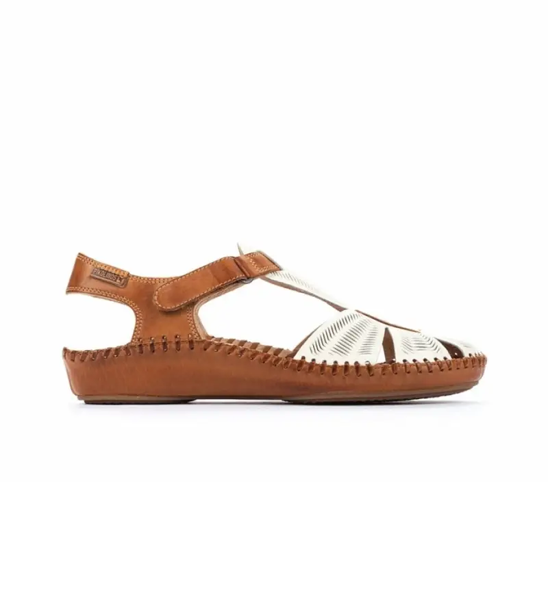 per donna 655-0575 Sandali P Vallarta in pelle bianca (40), Bianco, 1 a 3 cm, Velcro, Casual