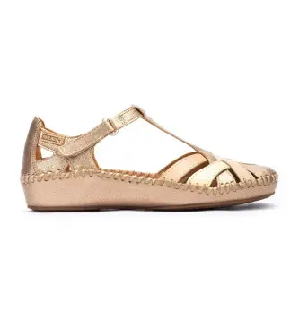 per donna 655-0732CLC2 Sandali P Vallarta in pelle color bronzo (35), Basso, 1 a 3 cm, Velcro, Casual