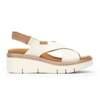 per donna W0K-0606C1 Sandali in pelle bianco sporco Gomer (36), 5 a 8cm, Velcro, Casual