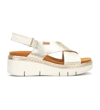 per donna W0K-0606CLC1 Sandali in pelle color argento Gomera (36), 5 a 8cm, Fibbia, Casual