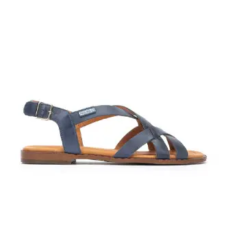 per donna W0X-0556ST Sandali bassi in pelle blu Algar (35), Basso, Fibbia, Casual Nero