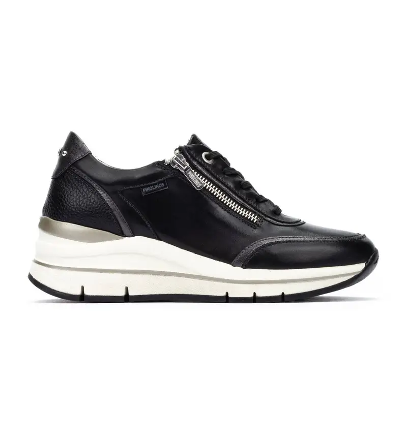 per donna. W2C-6602C1 Sneakers Girona in pelle nera (37), Nero, 3 a 5cm, Cerniera, Casual
