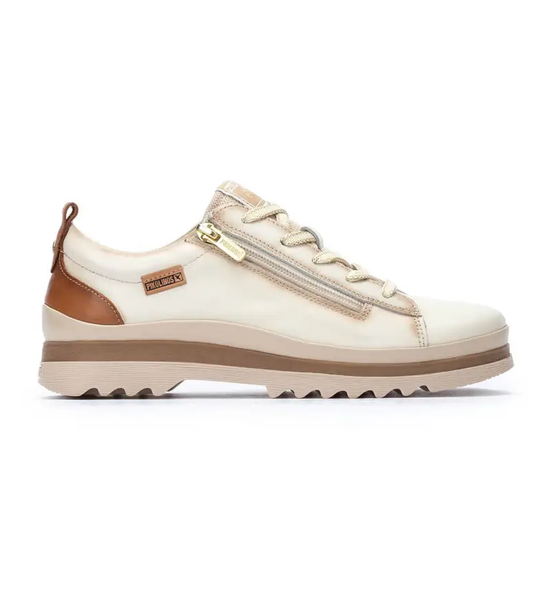per donna W3W-6979C1 Sneaker Vigo in pelle bianco panna (35), Basso, 1 a 3 cm, Cerniera, Casual